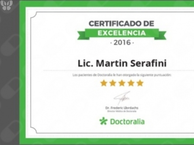 Certificado de excelencia 2016.